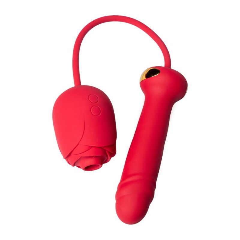 Вакуумний стимулятор клітора в формі троянди Every Night Toys з вібратором з фрикціями, червоний - Зображення 4