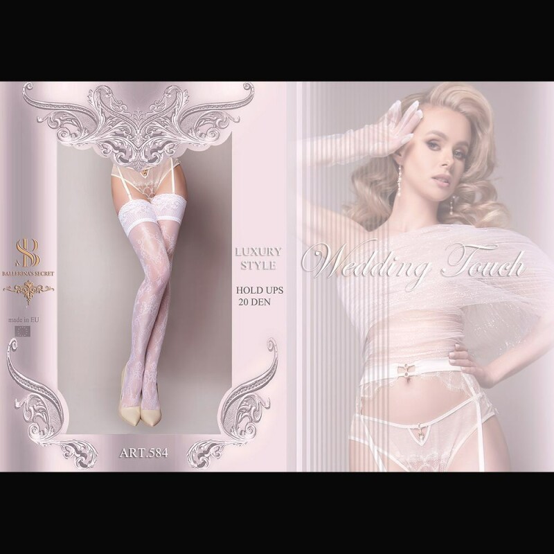 Панчохи Ballerina's Secret 584 з візерунком, білі, S-M - Зображення 1