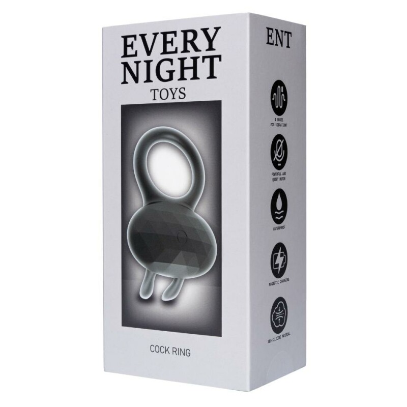 Ерекційне віброкільце Every Night Toys Diamond The Duke з вушками для клітора, чорне - Зображення 1