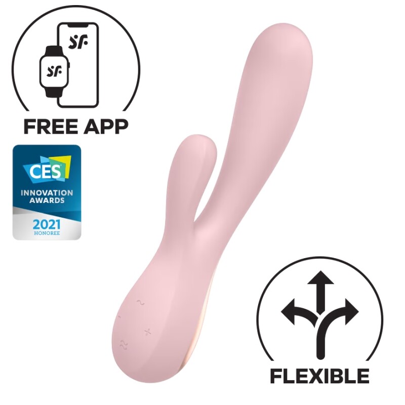 Вібратор-кролик Satisfyer Mono Flex з додатком, рожевий, 20.4 х 4.4 см - Зображення 2