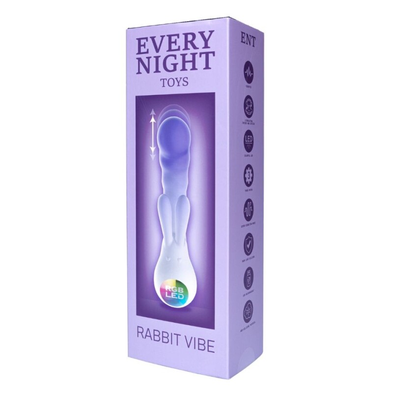 Вібратор-кролик зі світлодіодом Every Night Rabbit Vibe для точки G, фіолетовий, 19.3 х 4.8 см - Изображение 1