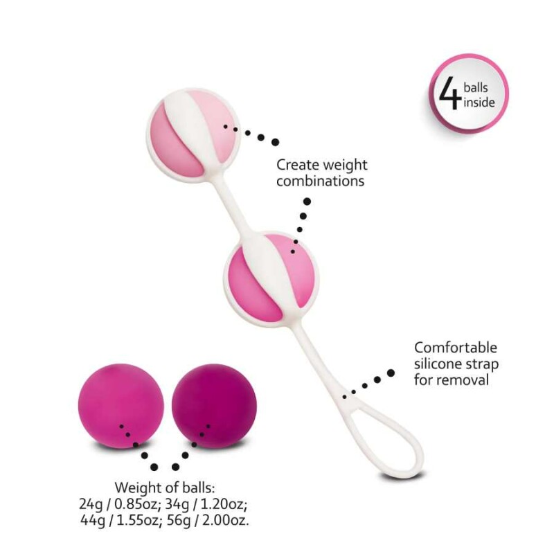 Кульки Gvibe Geisha Balls 2 для тренування інтимних м'язів, рожеві, 17 х 3 см - Зображення 2