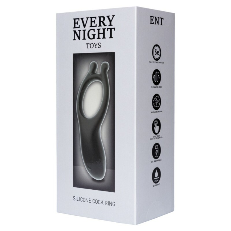 Ерекційне кільце з вібростімуляцією Every Night Toys чорне, 10.2 х 2.8 х 3 см - Изображение 1
