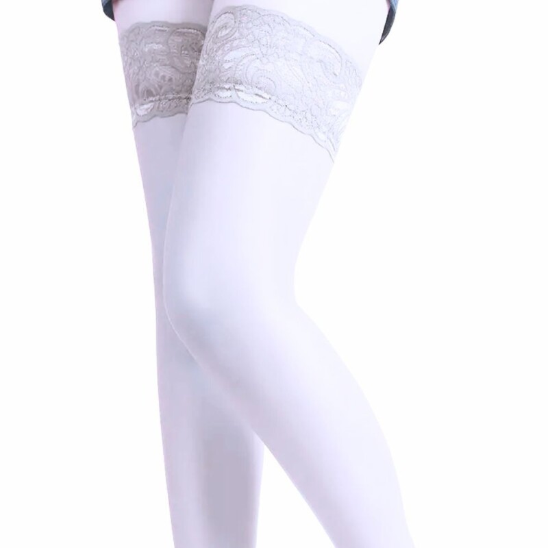 Панчохи на силіконовій стрічці Star Night Thigh High non-slip Stocking з мереживними коронками, білого кольору, XS-L - Изображение 1