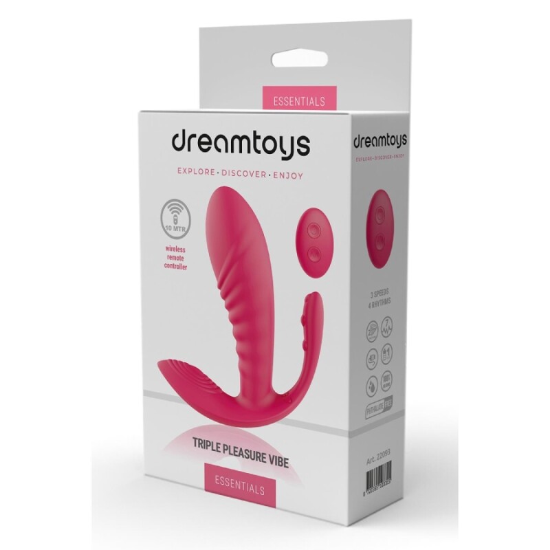 Вібратор потрійний Dreamtoys Triple Pleasure Vibe для точки G, клітора та ануса, рожевий, 11.8 х 3.8 см - Зображення 1