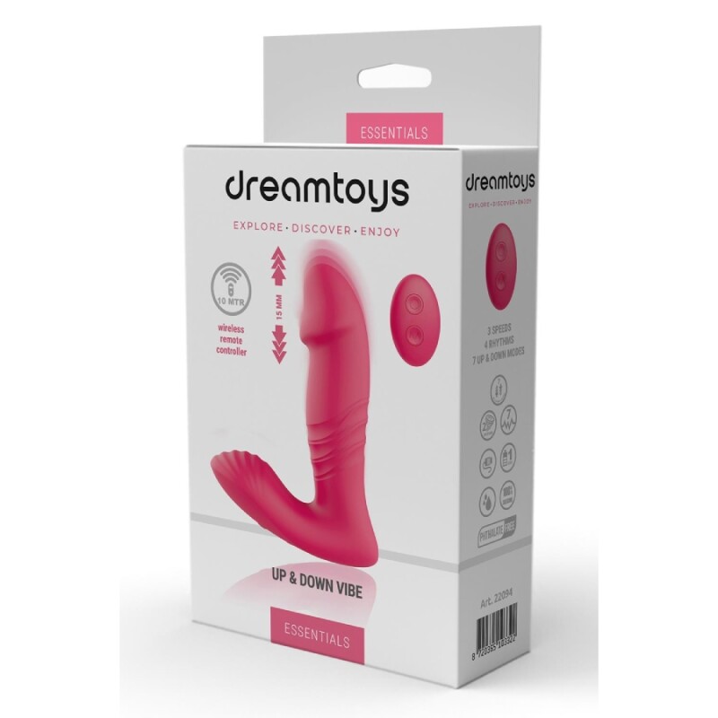 Вібратор універсальний для точки G або P Dreamtoys Up And Down Vibe з пультом, рожевий, 14 х 3.8 см - Зображення 1