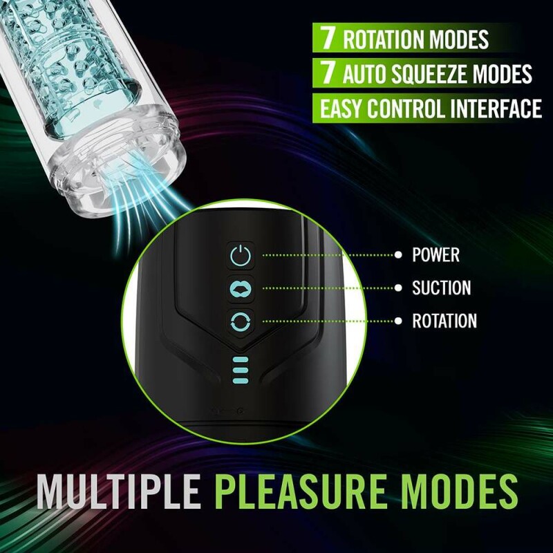 Мастурбатор Blush M For Men Whirlwind Pro з ротацією та всмоктуванням, прозорий, 24.8 х 2.5 см - Зображення 8