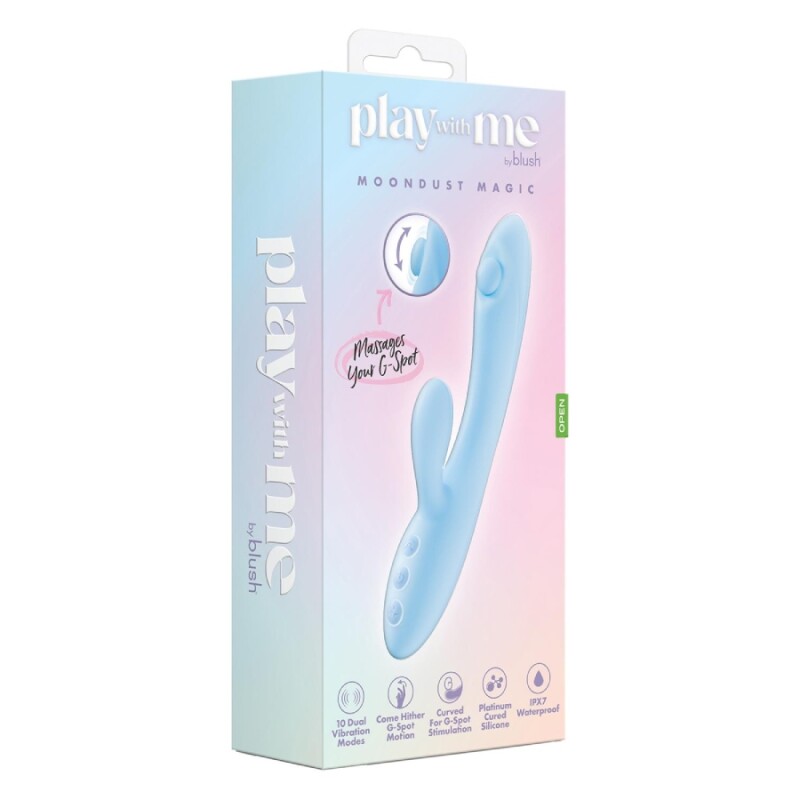 Вібратор-кролик Blush Play with me Moondust Magic для точки G та клітора, блакитний, 21 х 3.8 см - Зображення 1