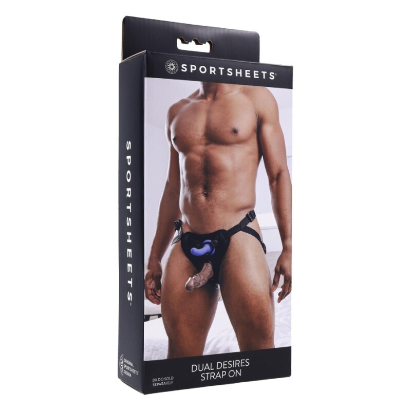 Трусики для страпона Sportsheets Dual Desires з подвійним кільцевим кріпленням, чорні - Изображение 1