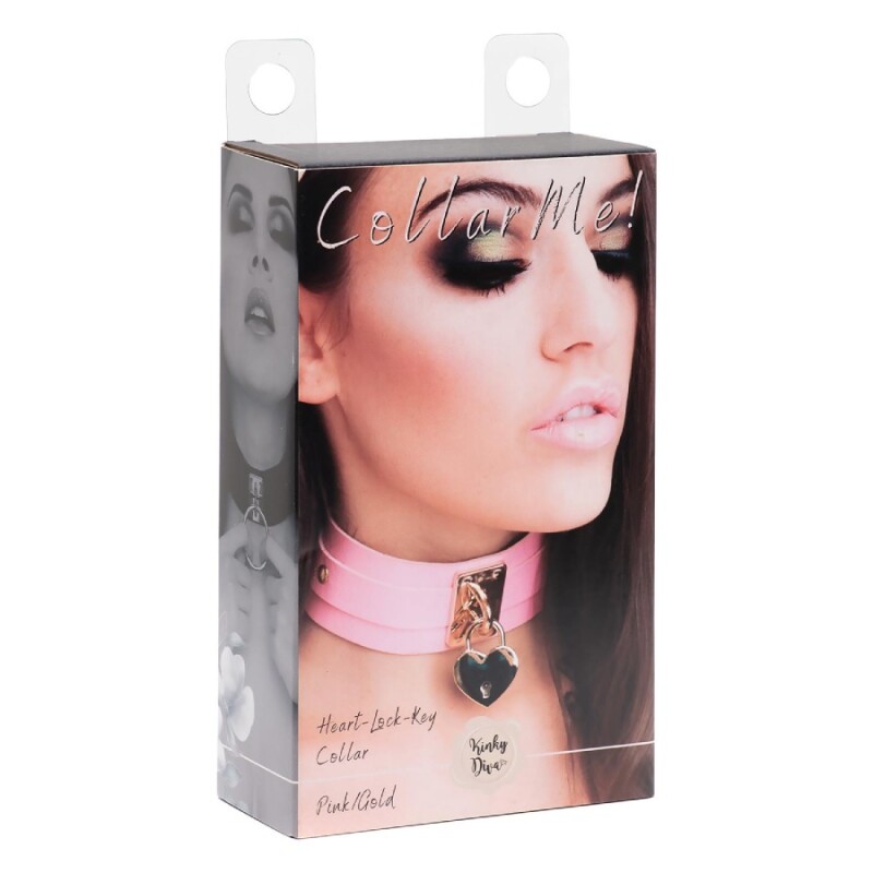 Нашийник Kinky Diva Heart Lock &amp; Key з замочком та ключиком, рожевий - Зображення 1