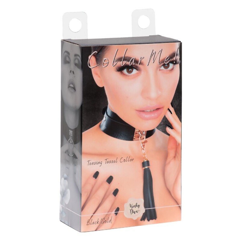 Нашийник з китицею Kinky Diva Teasing Tassel чорно-золотий, 43.5 см х  4.5 см - Зображення 1