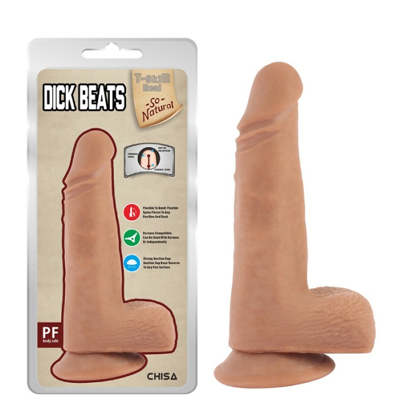 Фаломітатор реалістичний Chisa Dick Beats на присосці, бежевий, 18 х 4 см