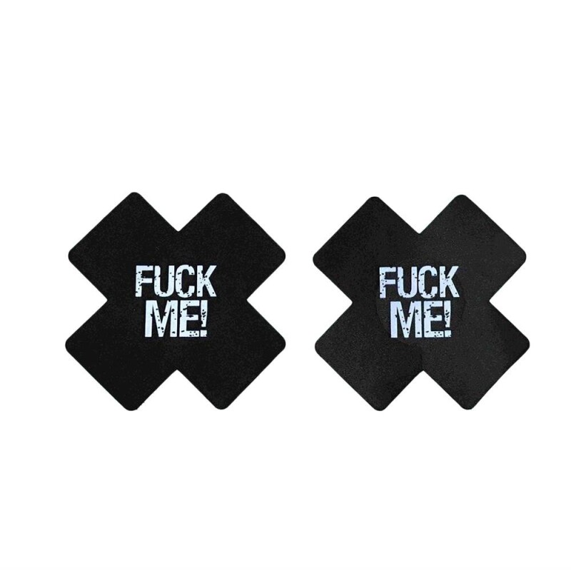 Наклейки на соски Star Night FUCK ME хрестики, чорні, One Size