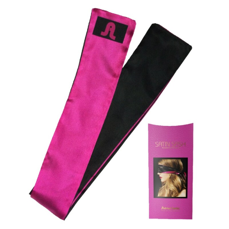 Пов`язка на очi та руки Adrien Lastic Satin Sash чорно-рожева, 135 x 6.5 см