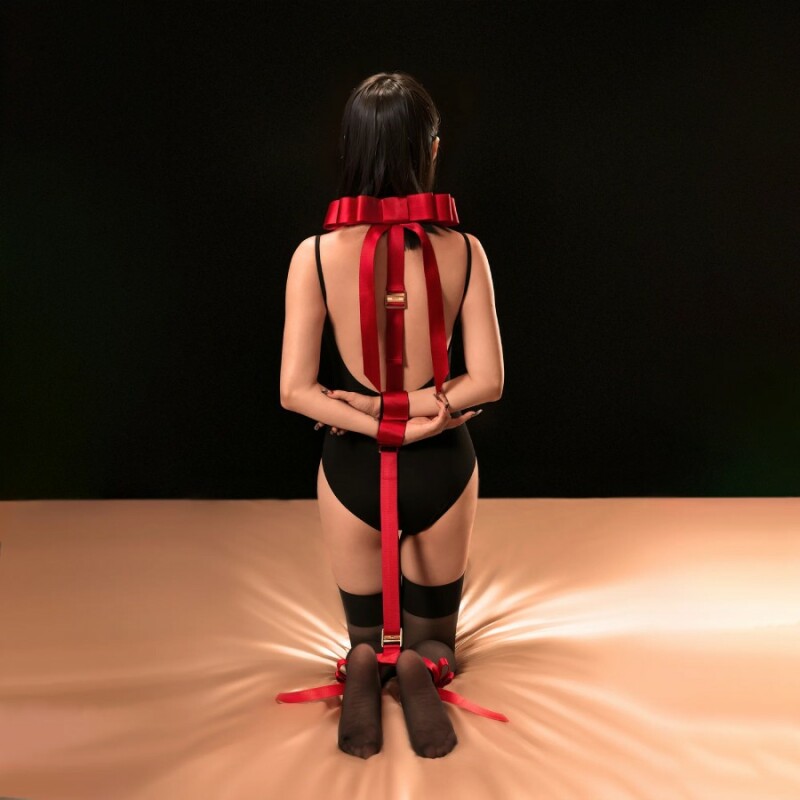 Набір для бондажу Upko Bowknot Hogtie Portable Bondage Gear з бантиками, червоний