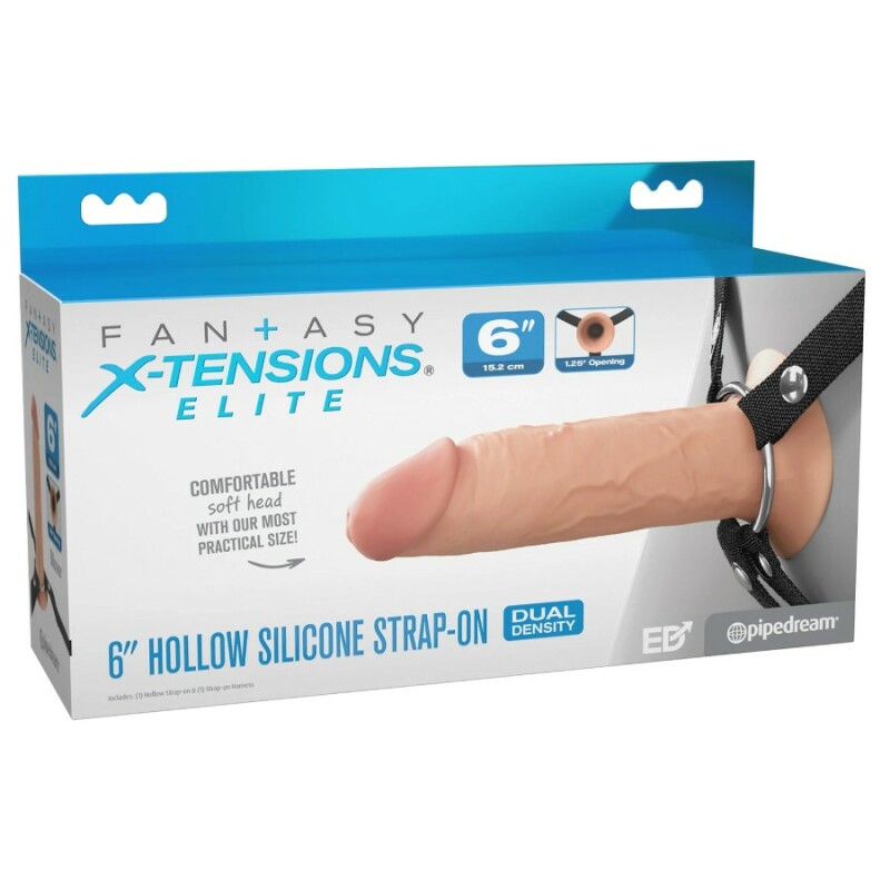 Фаллопротез реалістичний Pipedream Fantasy X-tensions Elite 6 на нейлонових ременях, бежевий, 15.2 х 4.1 см