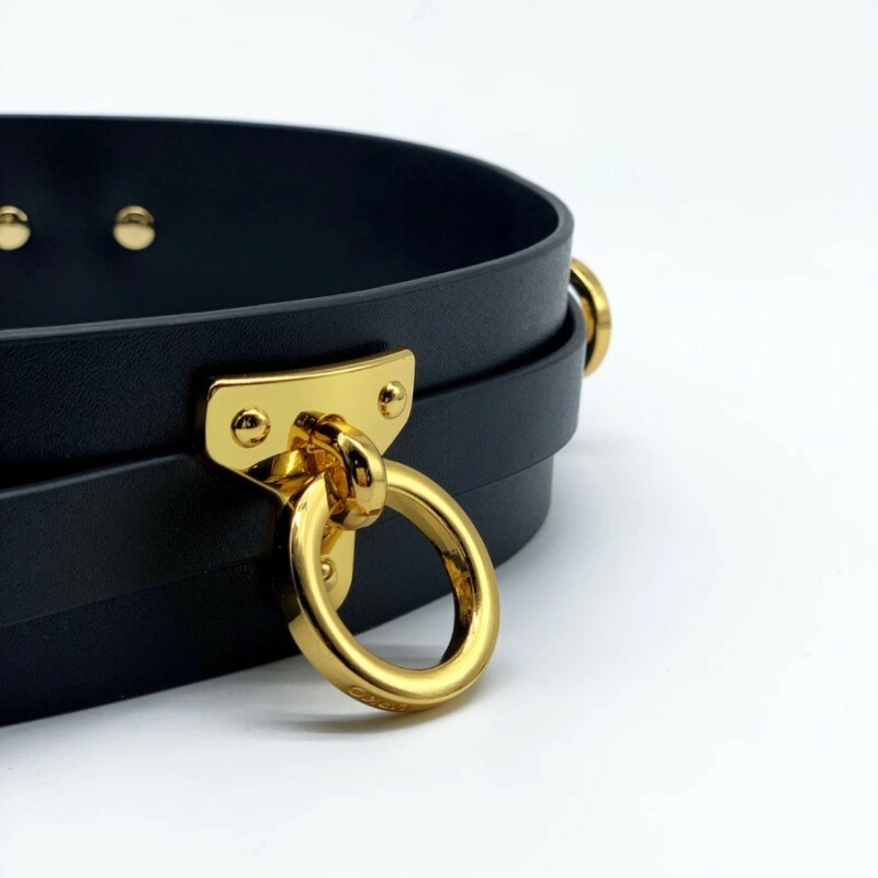 Нашийник-чокер з кільцем, італійська шкіра Leather Cosplay Choker UPKO, для чоловіків, розмір L - Зображення 2