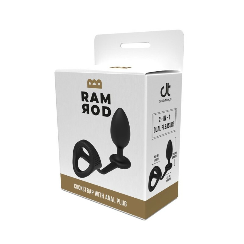 Анальна пробка з ерекційним кільцем Dreamtoys Ramrod чорна, 10 х 3.8 см - Зображення 1