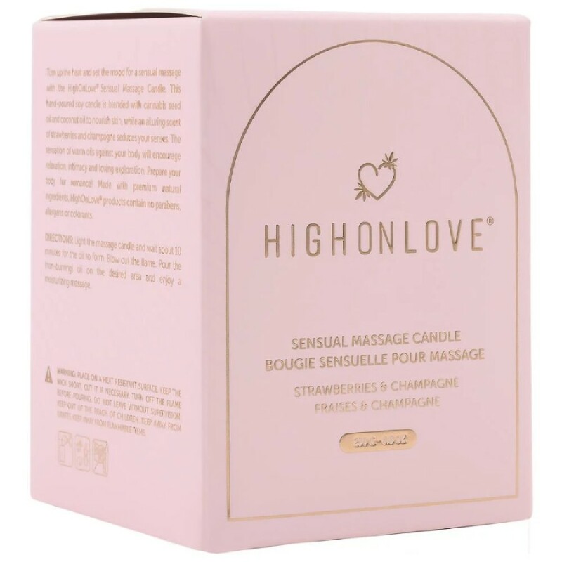 Масажна свічка HighOnLove з ароматом полуниці та шампанського, рожева, 220 мл - Изображение 1