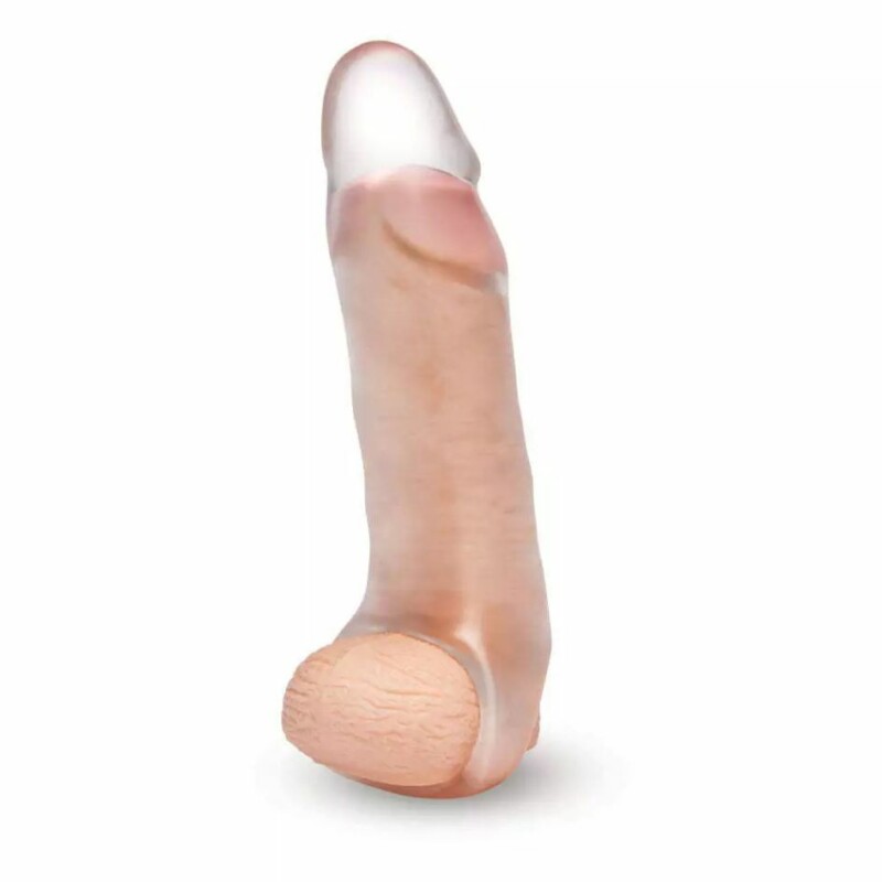 Насадка-подовжувач пеніса +5 см, Size Up 2 See-Thru з петлею для мошонки, прозора, 20.3 х 4.8 см - Зображення 2