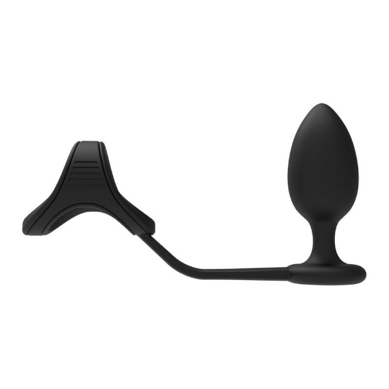 Анальна пробка з ерекційним кільцем Dreamtoys Ramrod чорна, 10 х 3.8 см - Зображення 2