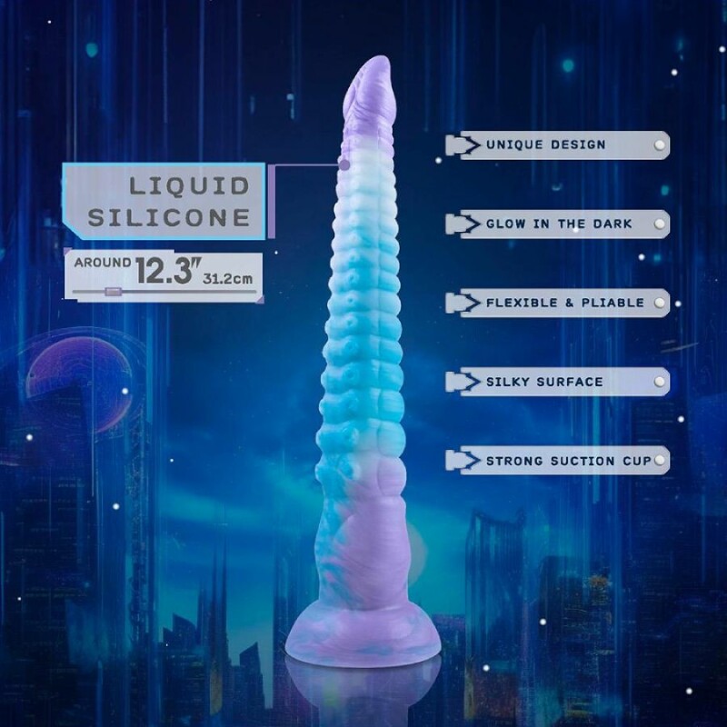 Фалоімітатор на присосці NMC Monster Dildo світиться в темряві, різнокольоровий, 31.2 х 4 см - Изображение 2