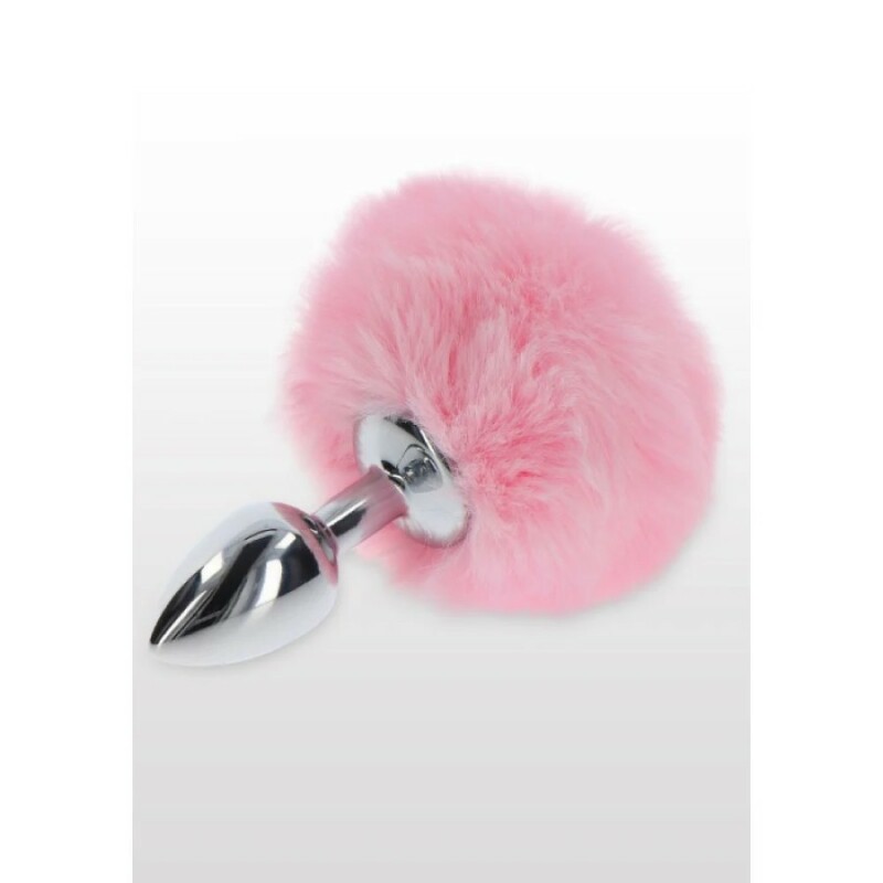 Анальна пробка металева Taboom Bunnytail Buttplug, з рожевим помпоном, 13.5 х 2.7 см (коробка пошкоджена) - Изображение 2