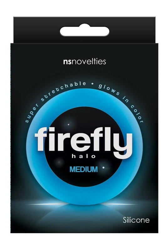 Ерекційне кільце NS Novelties Firefly Halo Medium світиться в темряві, блакитне, 5.3 х 5.3 см - Изображение 2