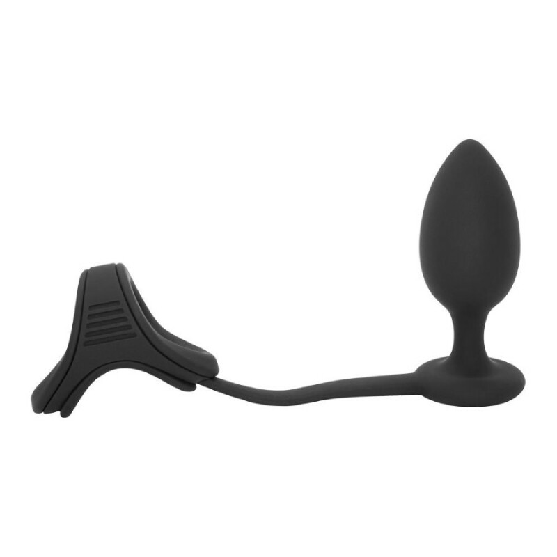 Анальна пробка з ерекційним кільцем Dreamtoys Ramrod чорна, 10 х 3.8 см - Зображення 3
