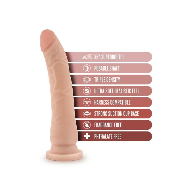 Фалоімітатор реалістичний з хребтом Blush Dr. Skin на присосці,кібершкіра, бежевий, 22.8 х 5 см - Зображення 4