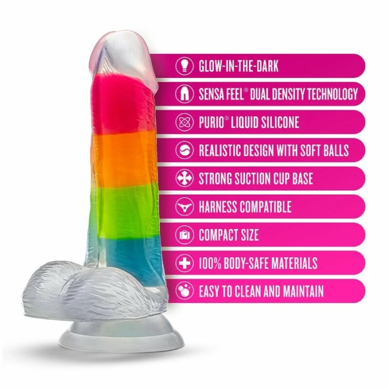 Фалоімітатор реалістичний Blush Rainbow Rave світиться в темряві, різнокольоровий, 16.5 х 3.2 см - Изображение 5
