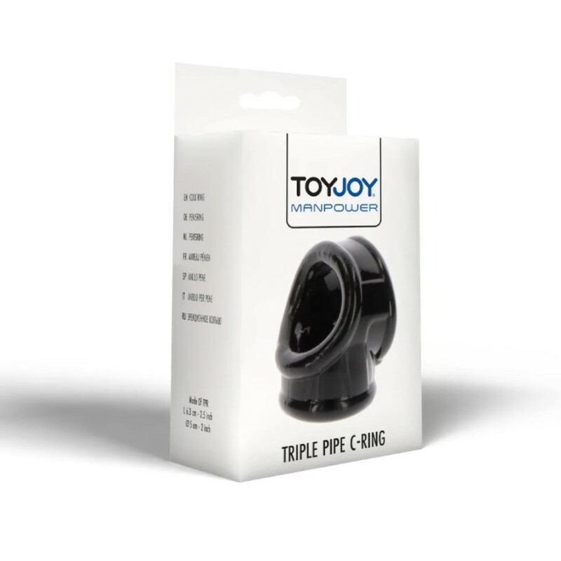 Потрійне ерекційне кільце Toy Joy Triple Pipe чорне, 6.3 х 4 см - Изображение 1