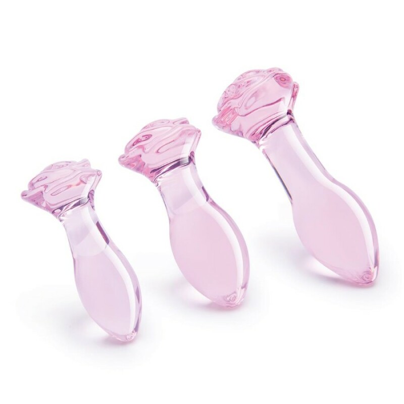 Набір анальних пробок Dreamtoys Rosebud скляний, рожевий, 3 шт - Зображення 2