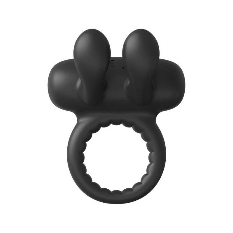 Ерекційне віброкільце Dreamtoys Rabbit з вушками для клітора, чорне, 9 х 5.5 см - Зображення 3