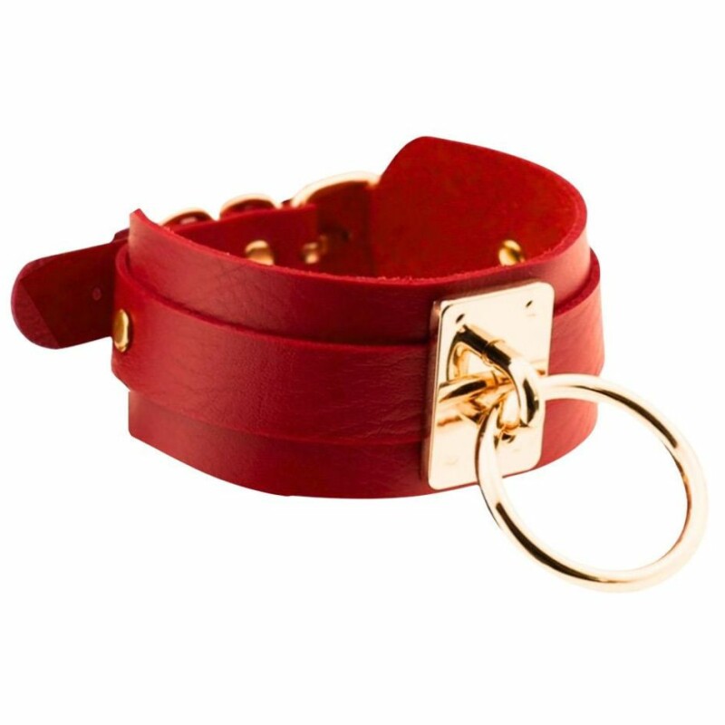 Нашийник з кільцем Kinky Diva O-Ring Collar Red/Gold червоний з золотими деталями - Изображение 7