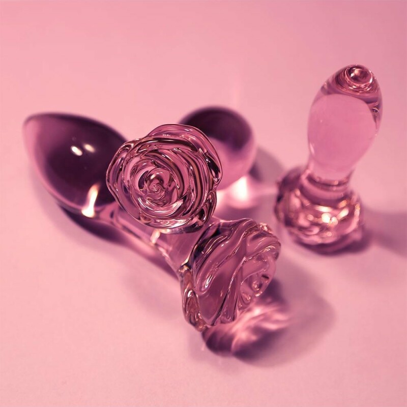 Набір анальних пробок Dreamtoys Rosebud скляний, рожевий, 3 шт - Зображення 6