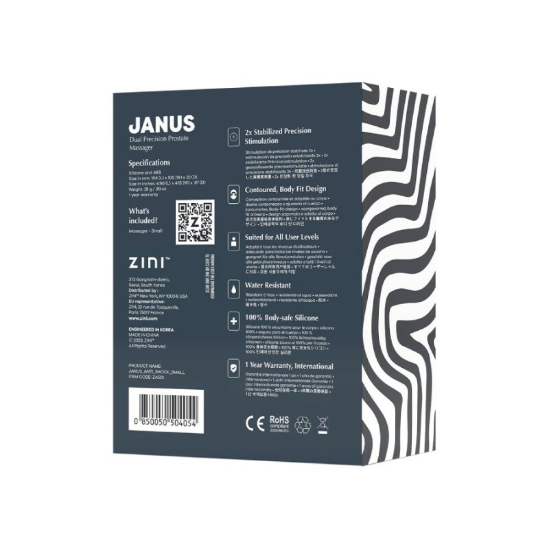Масажер простати Zini Janus Anti Shock чорний, 10.4 х 2.2 см - Зображення 6