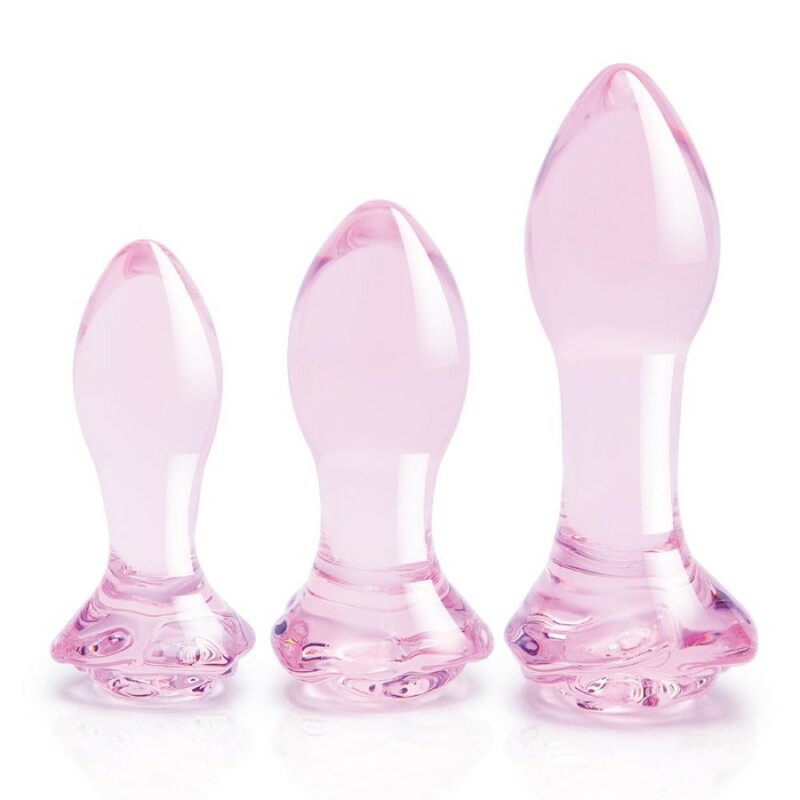 Набір анальних пробок Dreamtoys Rosebud скляний, рожевий, 3 шт