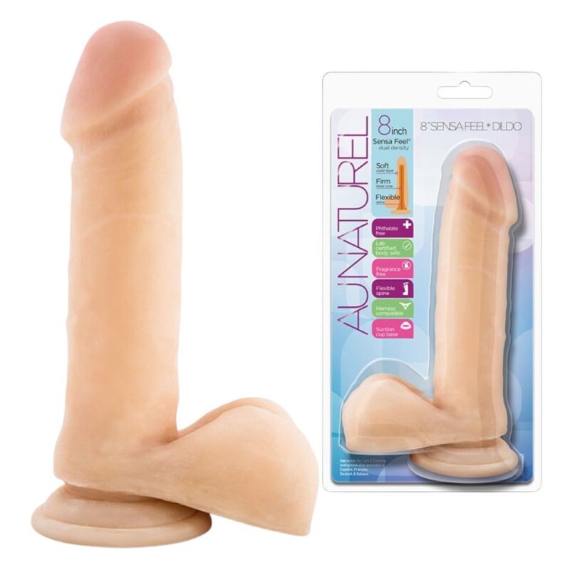 Фалоімітатор з кібершкіри Blush Sensa Feel на присосці, бежевий, 20.3 х 4.5 см