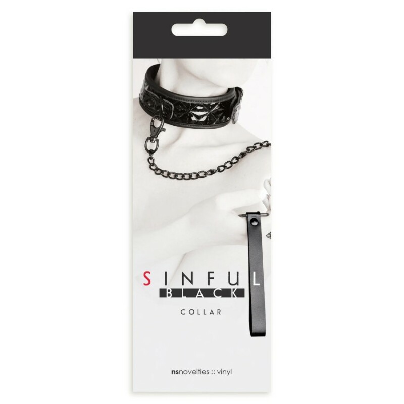 Нашийник з повідцем NS Novelties Sinful, чорний, 43.2 см - Изображение 1