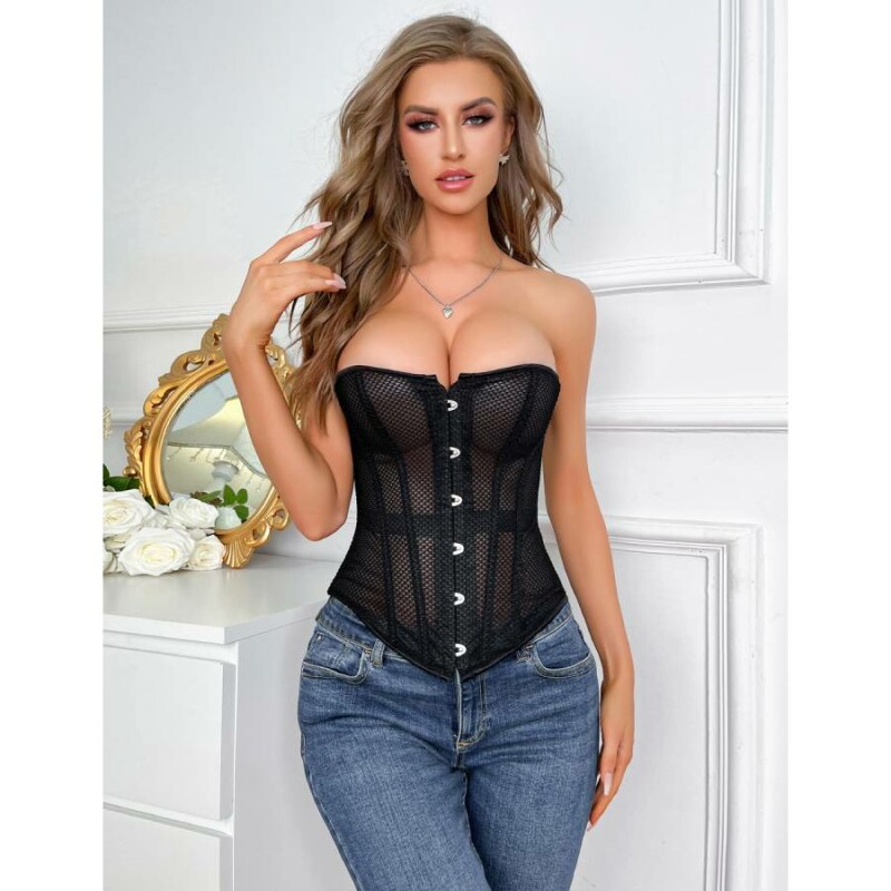 Корсет в сіточку Star Night з трусиками, чорний, XXL - Зображення 2