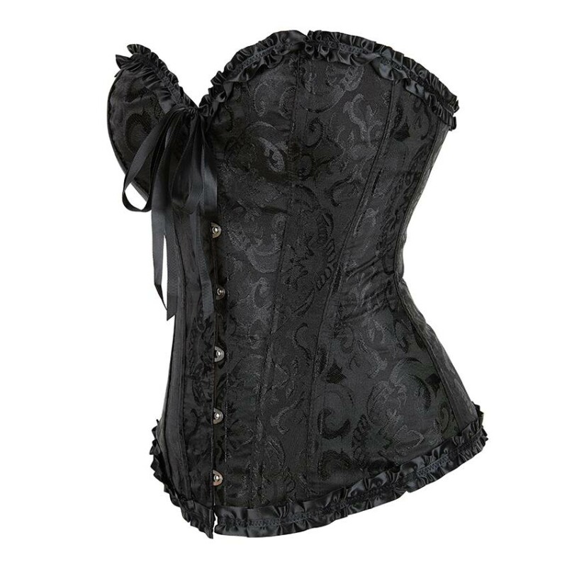 Корсет мереживний Star Night з трусиками, чорний, XL - Изображение 4