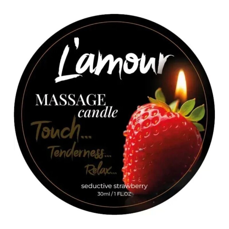 Масажна свічка, 30 мл, L'amour Seductive Strawberry лісові ягоди + полуниця + молоко