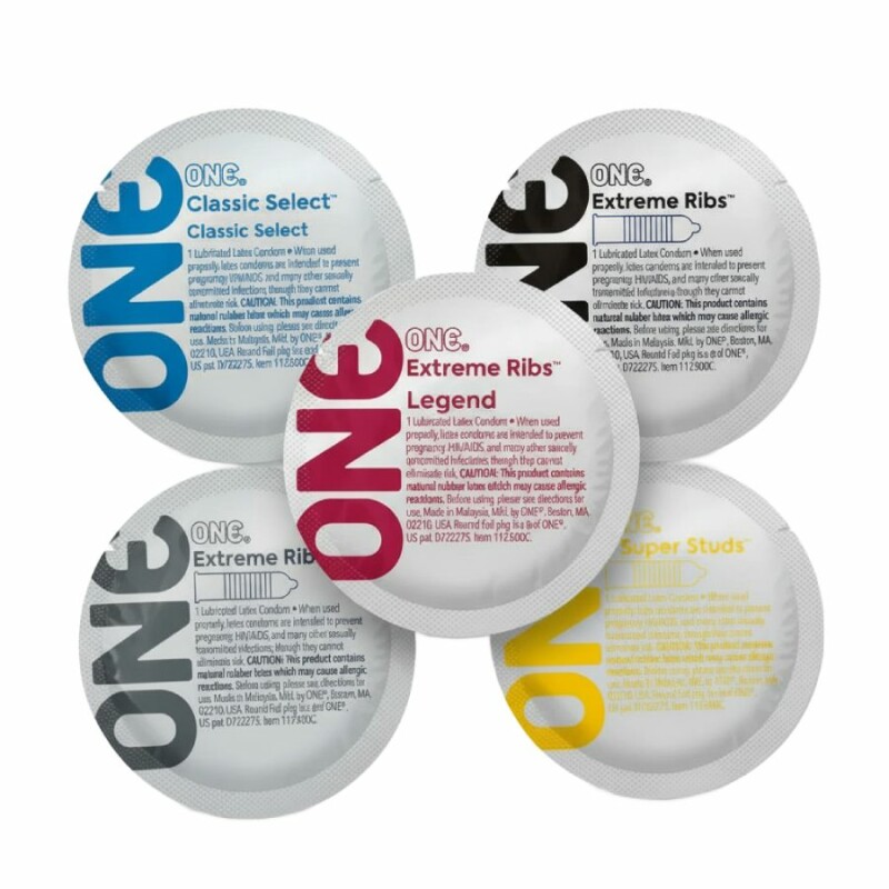 Набір презервативів One Мікс Classic, XL, Strong, Ribs, Studs, 5 шт