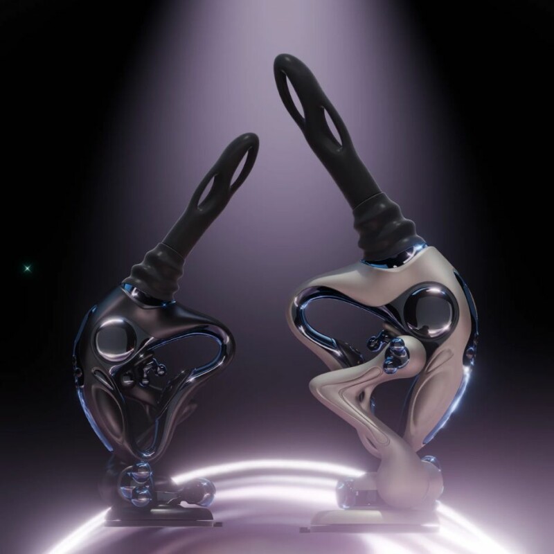 Інноваційна секс-машина з пультом UEROS Nexus Power Sex Machine з 2 насадками на присосці, сіра