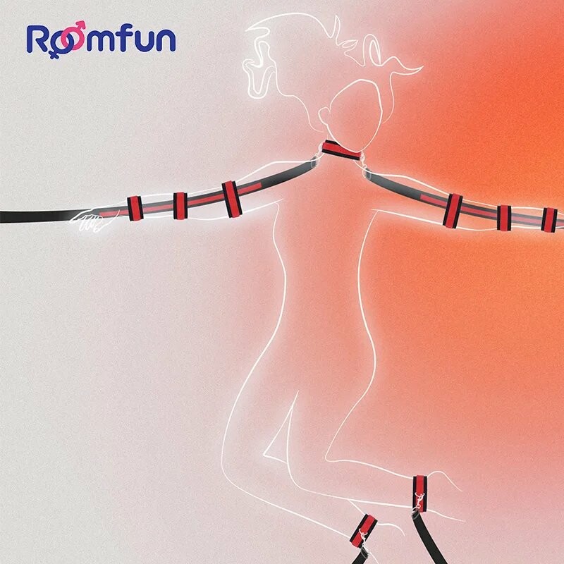 Система для фіксації у ліжку Roomfun Bedroom Bondage червоно-чорна - Зображення 1