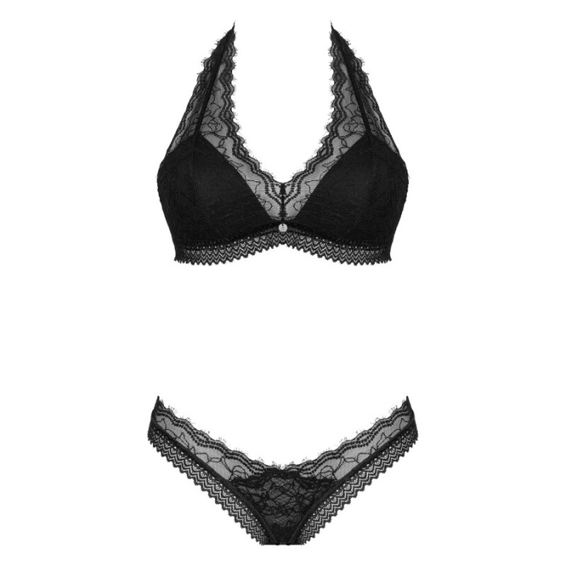 Комплект спідньої білизни Obsessive Medilla з мереживом, чорний, XS-S - Изображение 2
