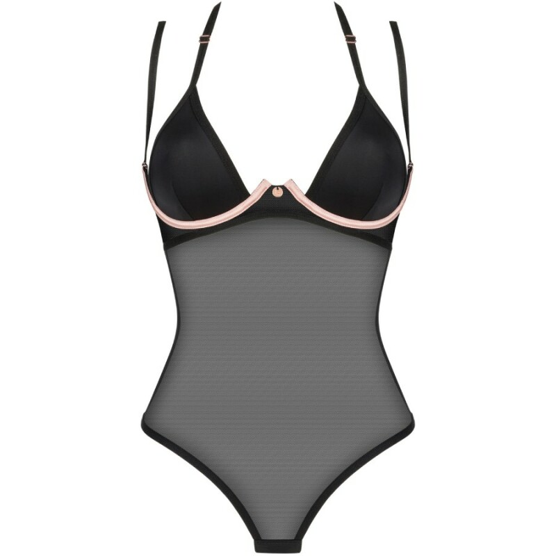 Боді Obsessive Selinne напівпрозоре, чорне, XS-S - Изображение 2