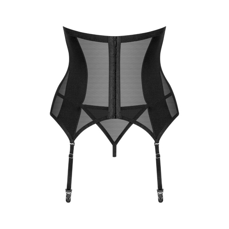 Корсет зі стрінгами Obsessive Chic Amoria з ремінцями, чорний, XS-S - Изображение 3