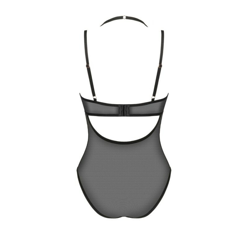 Боді Obsessive Selinne напівпрозоре, чорне, XS-S - Изображение 3